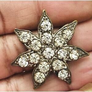 Antique Victorian Brooch Pin Paste Stones 7 Pointed Star Flower